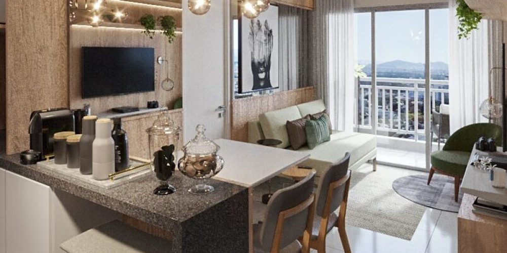 2 quartos - sala 2 - sem ponteira na divisoria da sala para a cozinha