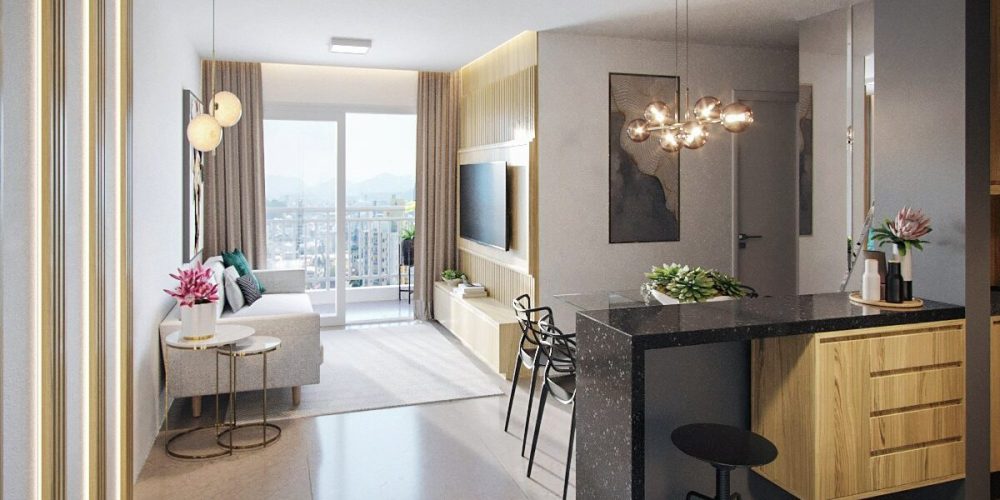 3 quartos - sala 2 - armario cozinha amarelo