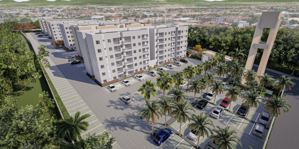 BV - Vista aere - Fachada Caixa d_agua e estacionamento